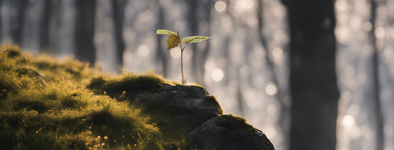 Bei uns kann man wachsen - Bild von Setzlingen im Wald